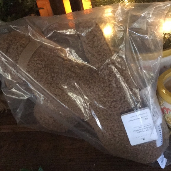 Pottery Barn Cozy Brown Teddy Faux Fur Dog Pillow with Bell Collar 🐕 - Picture 5 of 15